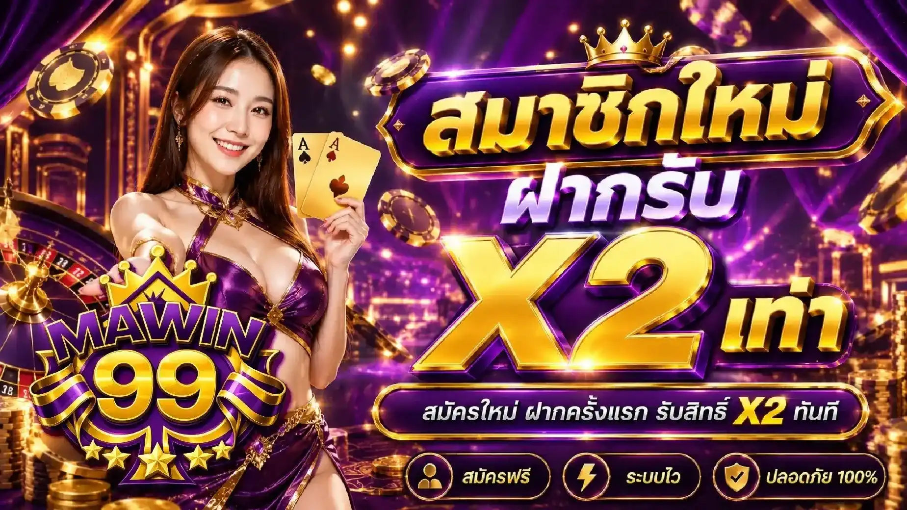 MAWIN99 โปรสมาชิกใหม่ ฝากรับโบนัส X2 เท่า ทันที